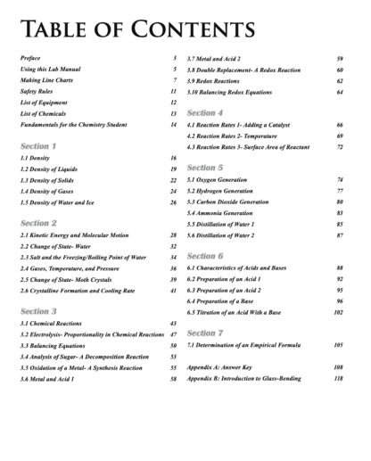 Table of Contents Chemistry